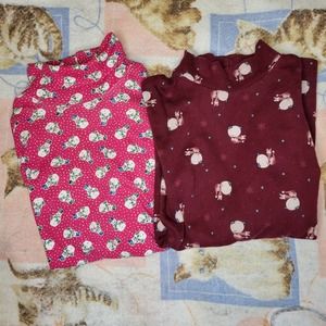 Vintage Christmas Bundle Long Sleeve Snowman Turtleneck Tops Med